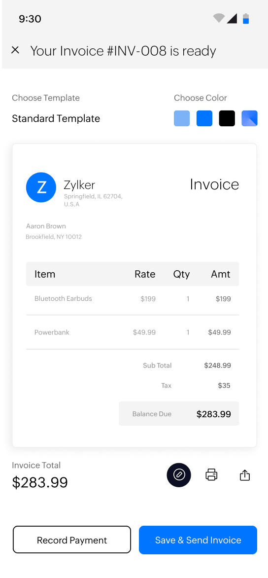 Create invoices for free | Zoho Invoice